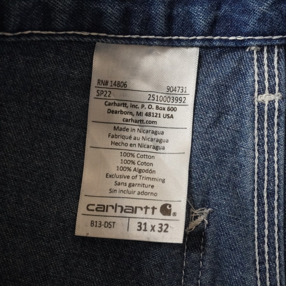 Carhartt B13-DST Carpenter Jeans 31x32 Mens Blue Loose Fit Denim Work Pants - Picture 5 of 7